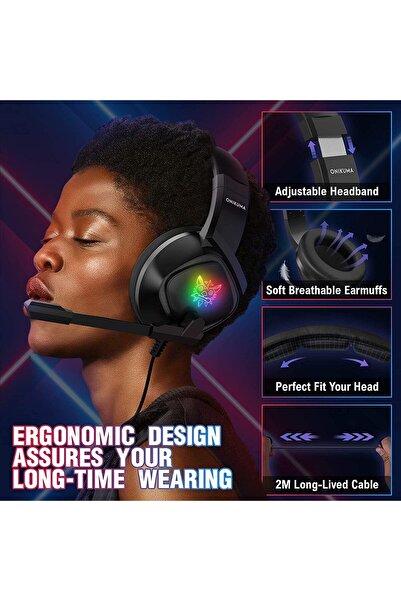 Generic Onikuma K19 Wired Gaming Headset with Microphone for PS4/PS5/Xbox/NSwitch/PC