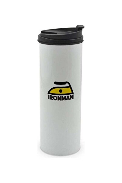 Lit Minimal Iron Man Funny Printed Tumbler With Lid Multicolour