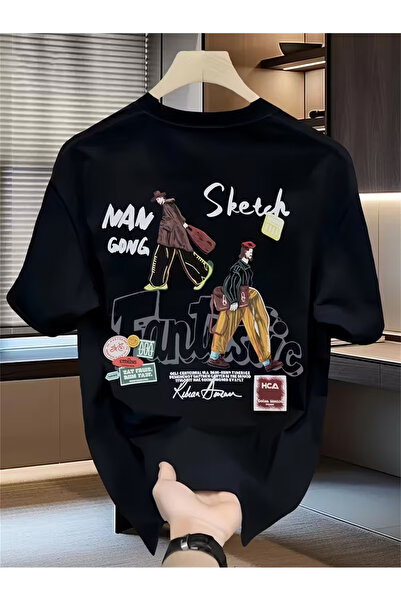 İSMTEXS تي شيرت رياضي عصري بأكمام قصيرة للجنسين مع تفاصيل طباعة على الظهر والجيب