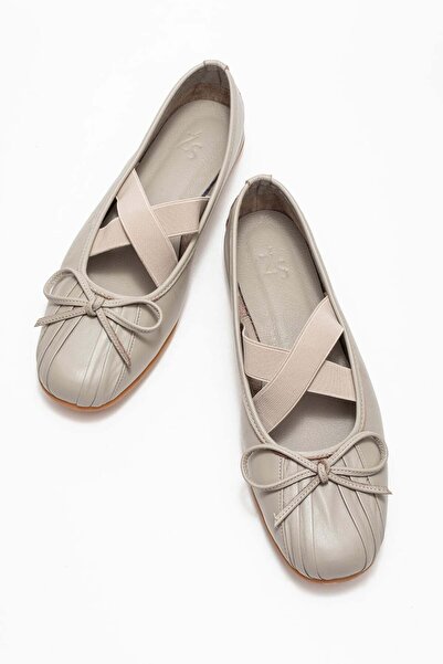 Zeynep Sıradağlı Polenia Kadın Deri Babet Gri