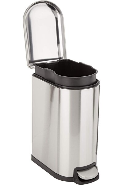Amazon basics Smudge-Resistant Small Rectangular Trash Can, 10L (2.6 gal), Brushed Stainless Steel