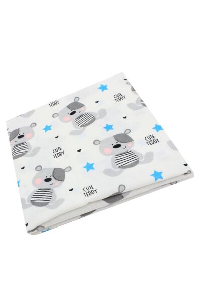 PRICHINDEL Cearșaf de pătuț flanel Cute Teddy White 120x60 cm