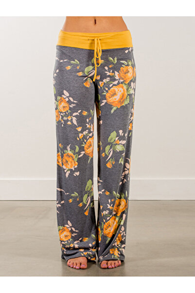 FridayIn Fast fashion Flowers Waist drawstring Pants