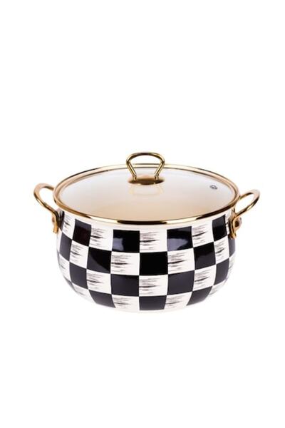 goldmann enameled pot, 26x14.5 cm, glass lid, golden titanium handles, 8.5 L