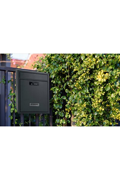 SERSIMO Outdoor mailbox, for fence or wall, made of galvanized steel, with code, 32x8x22cm, dark gray