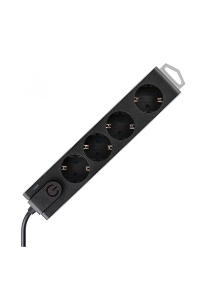 Home Extension cord with surge protection, 4 sockets, black, 3 m