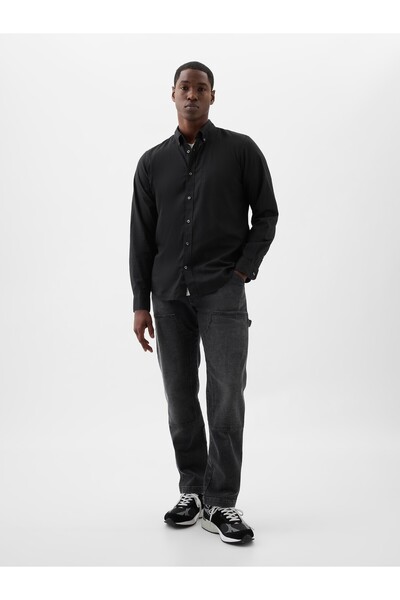 GAP Erkek Siyah Standard Fit Oxford Gömlek