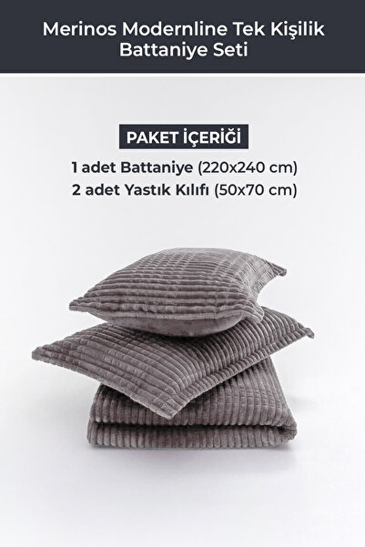 Merinos Modern Line 3 Piece Blanket Set - Smoked