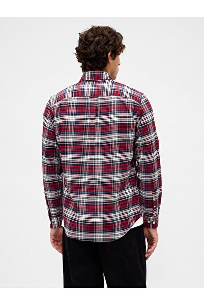 GAP Erkek Mavi Kareli Oxford Gömlek