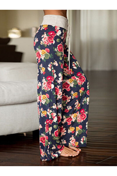 FridayIn Fast fashion Flowers Waist drawstring Pants