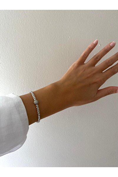 marseljewellery سوار مفتوح من الفضة موديل دوريكا مرصع بحجر زركون كروي