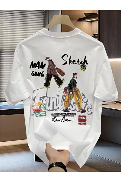 İSMTEXS تي شيرت رياضي عصري بأكمام قصيرة للجنسين مع تفاصيل طباعة على الظهر والجيب