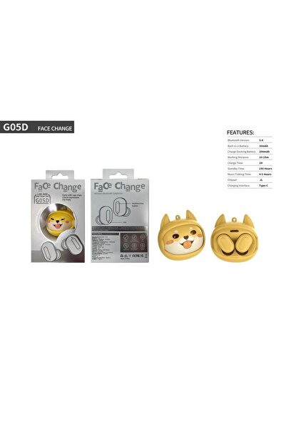 Volkano G-05D Face Change Yellow Dog TWS Kulaklık
