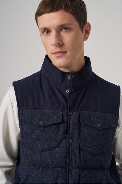 Morven Men's Navy Blue Trend Wool Puffer Vest