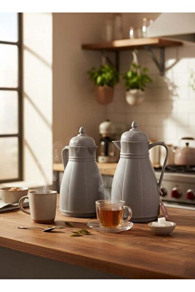 Reem 2-Piece Tea/Coffee Flask Set 0.7L & 1L Grey