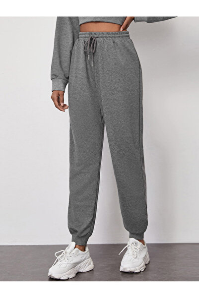 FridayIn Fast fashion Solid color Waist drawstring Pants