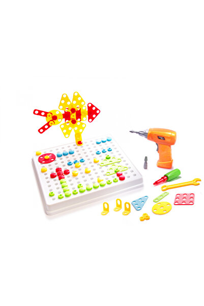 Ikonka Creative set with drill, screws and 261 multi-colored pieces