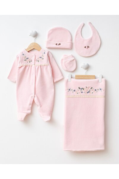 Mert Baby Sıralı Çiçekli Kadife %100 Pamuklu Yenidoğan Organik Hastane Çıkış ...