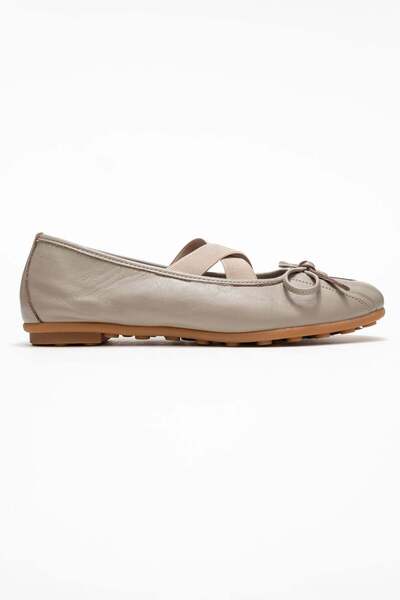 Zeynep Sıradağlı Polenia Women's Leather Ballerinas Gray