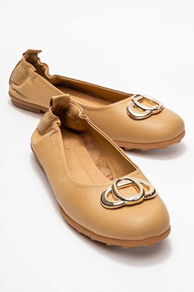 Zeynep Sıradağlı Дамски балеринки Perite от Естествена кожа, карамелени