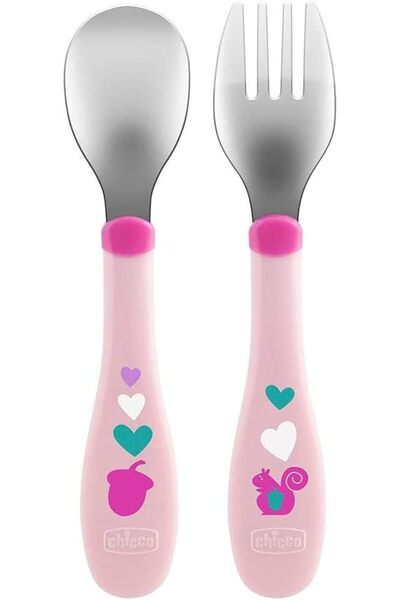Chicco Metal Cultery 18m+, Pink