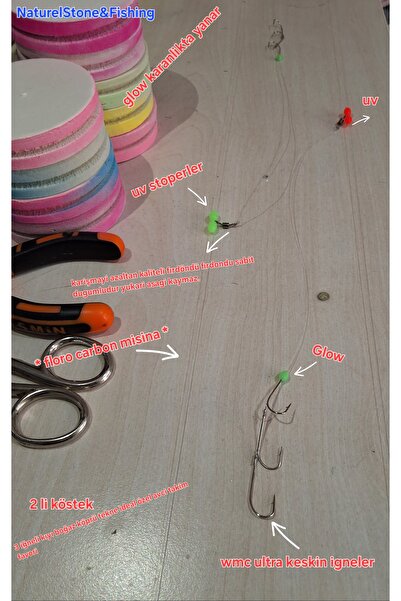 EL YAPIMI NaturelStone&fishing Çinekop sarıkanat lüfer yemli olta takımı kıyı...