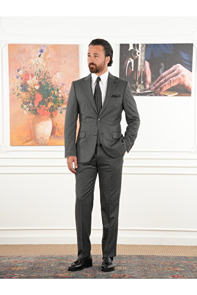 PAREZ Premium Erkek Mono Yaka Takım Elbise Slim Fit İtalyan Stil Ceket Pantol...
