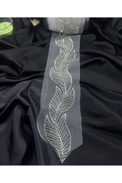 jasmina store tül üzerine yaprak desenli işlemeli şerit aksesuar(1mt)