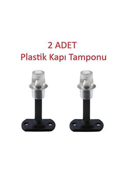 2 Adet Kapı Arkası Stoperi Plastik Siyah 8 cm