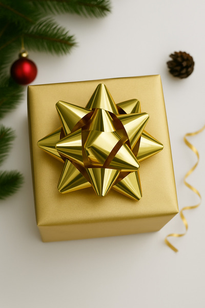 Palifix 3 Pieces Gold/Altin Mega Boy Raffia Star Adhesive Bow Ornament Shooti...