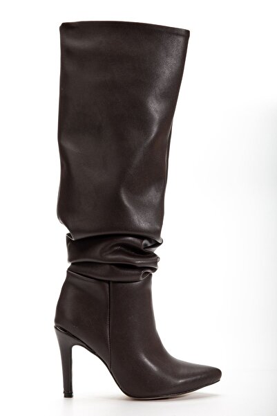 serkanseyyid SYT-2003 Καφέ Μπότες με λεπτό τακούνι για καθημερινή χρήση