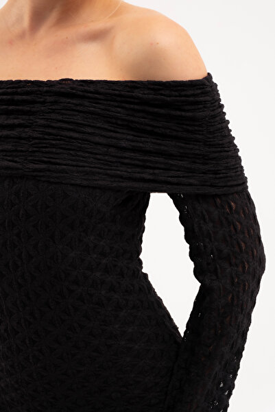 Lafaba Women's Black Off Shoulder Long Lace Dress