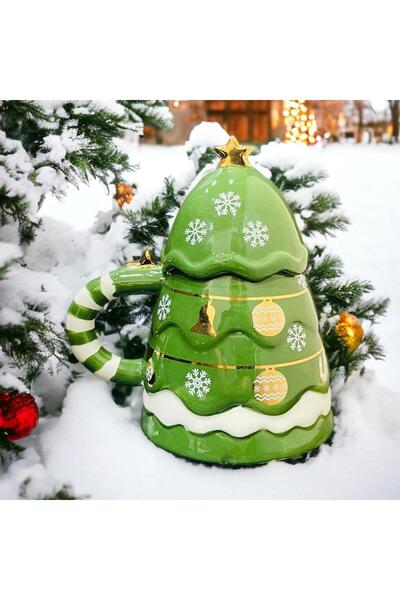 Ajoy Deco Store Christmas Tree Mug with Lid