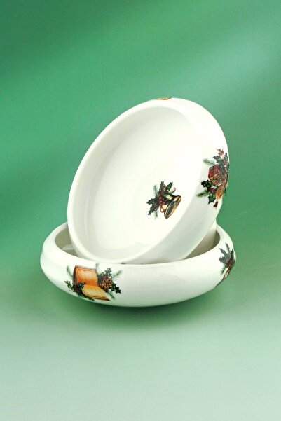 Bursa Porselen Dekor Happy Holidays Medium Size Double Porcelain Bowl