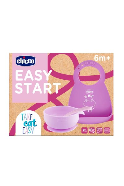 Chicco Easy Start Silicone Weaning Food Set 6m+, Pink