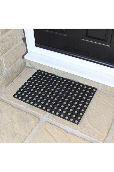 Luance سجادة باب مطاطية خارجية مستطيلة بتصميم قرص العسل