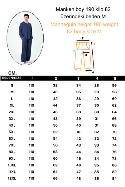 RELAXL S-10Xl 100% Cotton Double Set Loose Navy Blue Muslin Pajamas