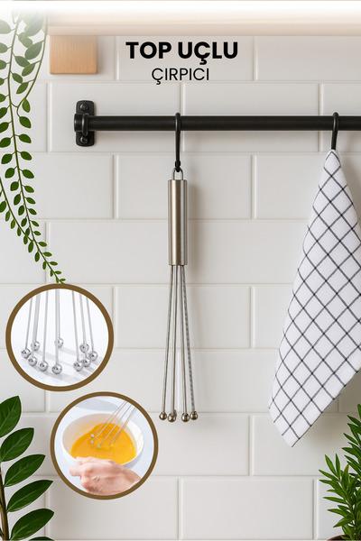 Orvila Stainless Steel Ball End Whisk - Sauce Mixer - Cake Egg Beater - Chrome Handle