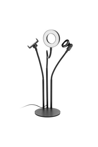 zola 2 in 1 selfie/video stand with LED light, phone holder, microphone, 12W, 9 levels, 3 modes, 360°