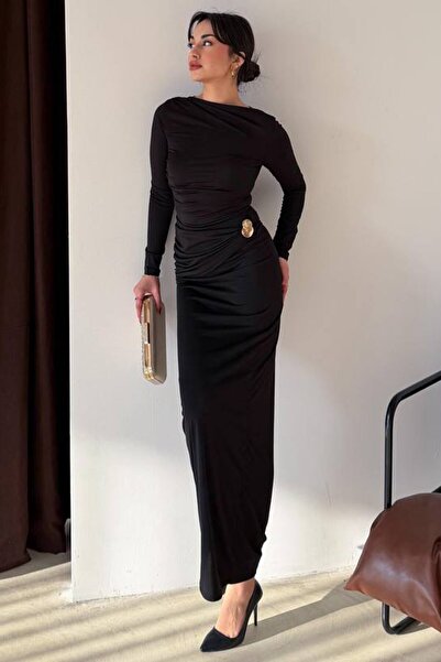 VAGGON Drawstring Maxi Dress with Accessory Detail