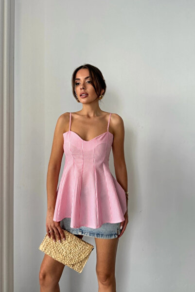 GENCULUS Striped Gofre Akii Pen Detail Ice Pink