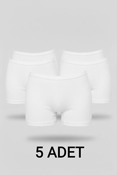 enmodaiçgiyim 5 τεμάχια λευκά βαμβακερά εξαιρετικά άνετα γυναικεία σορτς μπόξερ που δεν αφήνουν ίχνη, ασφαλή εσώρουχα μέσα στο παντελόνι