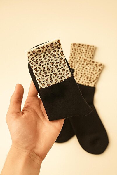 shefox 4 Pairs Women's Cotton Leopard Pattern Socks