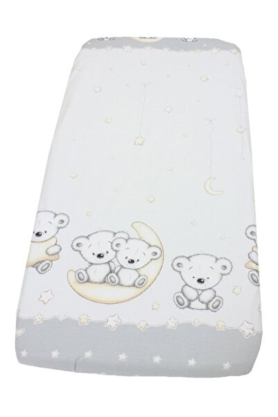 PRICHINDEL fitted sheet for cot, Gray Bear stripe, 140x70 cm