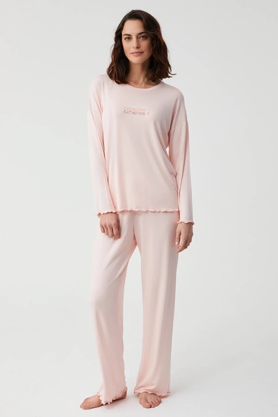 Catherine's Catherines Soft Textured Fabric Long Sleeve Women's Pajama Set