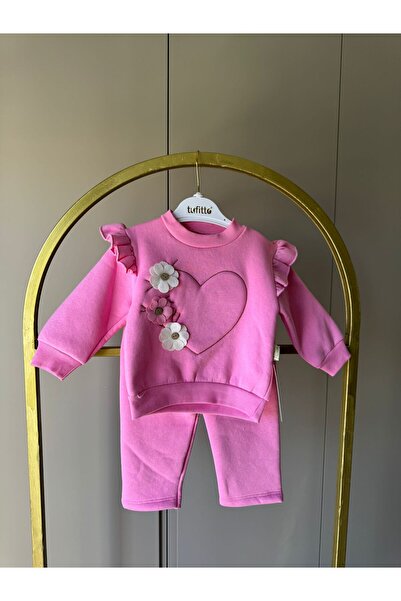 PEMBE ÜÇ İPLİK EŞOFMAN TAKIM