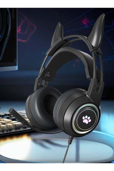 X SPRING Gaming Headset Wired with Mic, LED Light, Stereo Surround Sound,Noise Cancelling Over-Ear PC