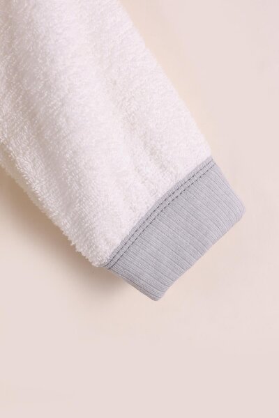 kidello Gray Baby Boy Hooded Dog Patterned Towel Bathrobe