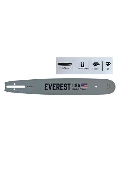 Everest Chainsaw Bar 38cm, .325 Pitch, 1.5mm Gauge - 64 Drive Links Chain -