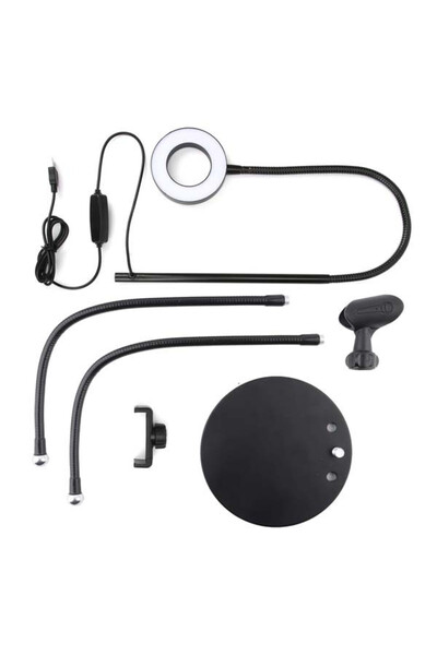 zola 2 in 1 selfie/video stand with LED light, phone holder, microphone, 12W, 9 levels, 3 modes, 360°